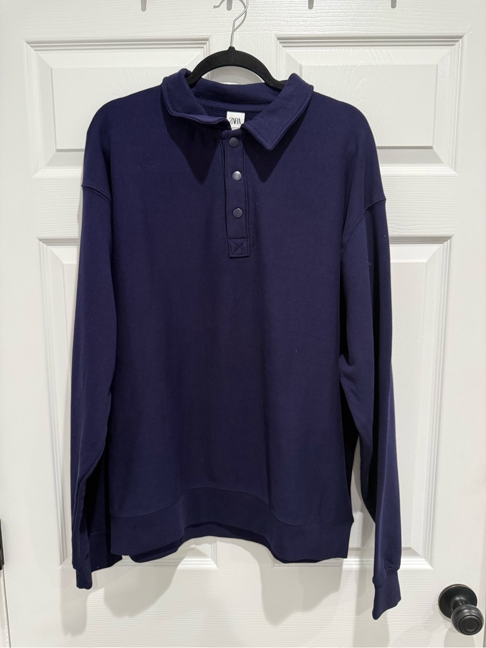 Zara Men's Navy Zip-Style Collar Sweater